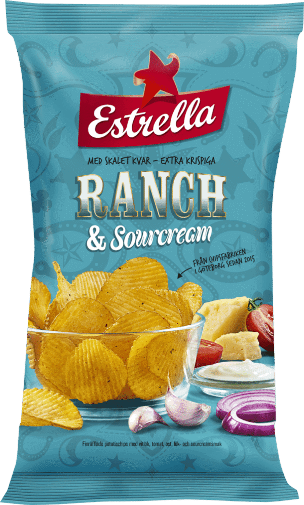 Estrella Ranch & Sourcream Chips med cremet ranchsmag