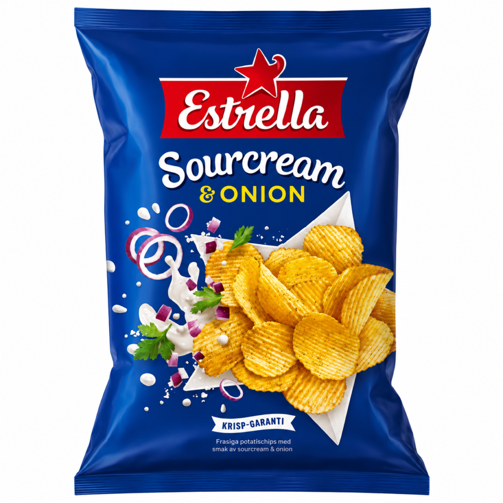 Estrella Sourcream Onion Chips pose