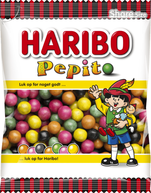 Haribo Pepito lakridskugler med farvet sukkerdragé 120 g pose