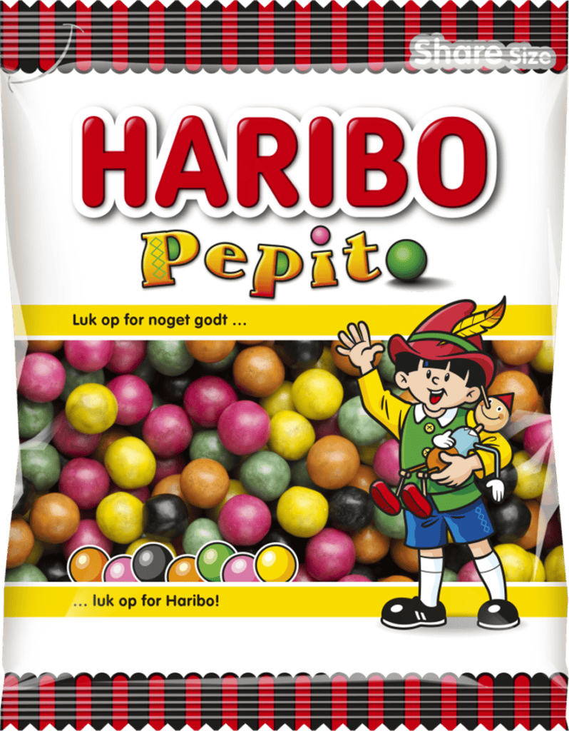 Haribo Pepito lakridskugler med farvet sukkerdragé 120 g pose