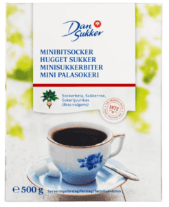 Dansukker hugget sukker i stykker