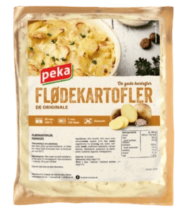 Peka flødekartofler klar til ovn med kartofler i flødesauce