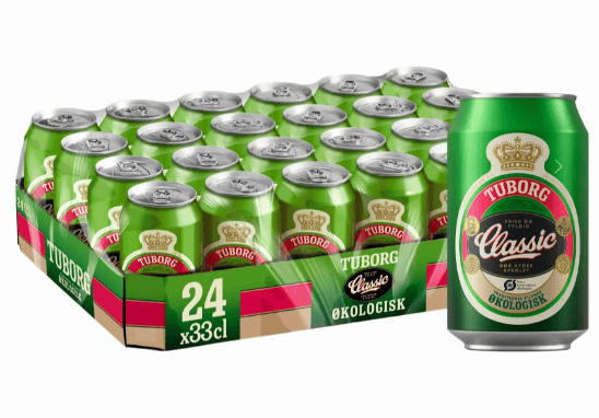 Tuborg Classic øl kasse med dåser