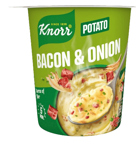 Knorr Snackpot Bacon & Onion kartoffelmos med bacon og løg