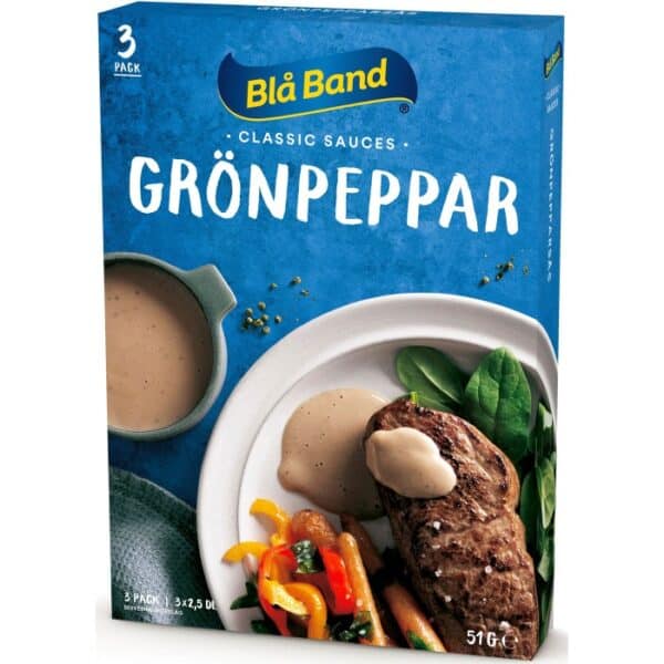 Blå band grönpepparsås 3 p