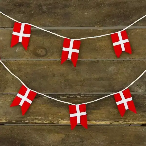 Flagguirlande I Filt På 1,5 M Snor Antal Flag 12