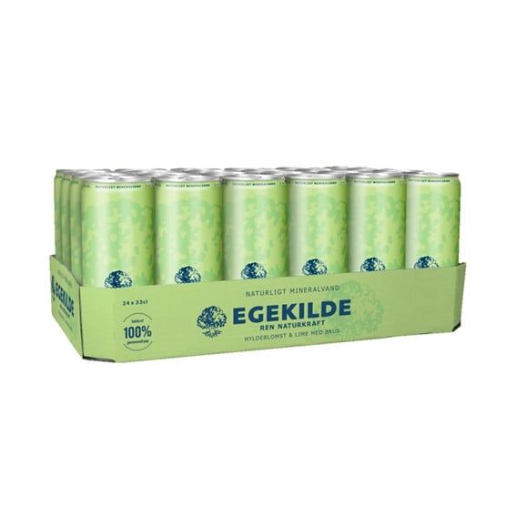 Egekilde Hyldeblomst Lime danskvand 24x33 cl dåser