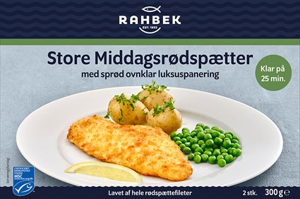 Rahbek Store Middagsrødspætter panerede rødspættefileter 300 g frostvare