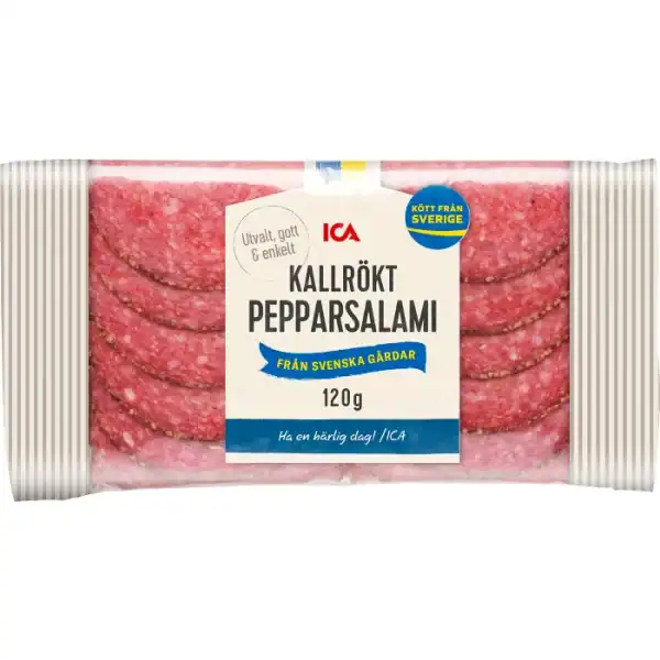 ICA kallrökt pepparsalami 120 g – koldrøget salami med peber