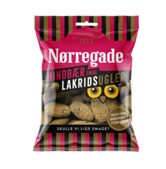 Nørregade Ugler Hindbær/Lakrids 75 Gr.