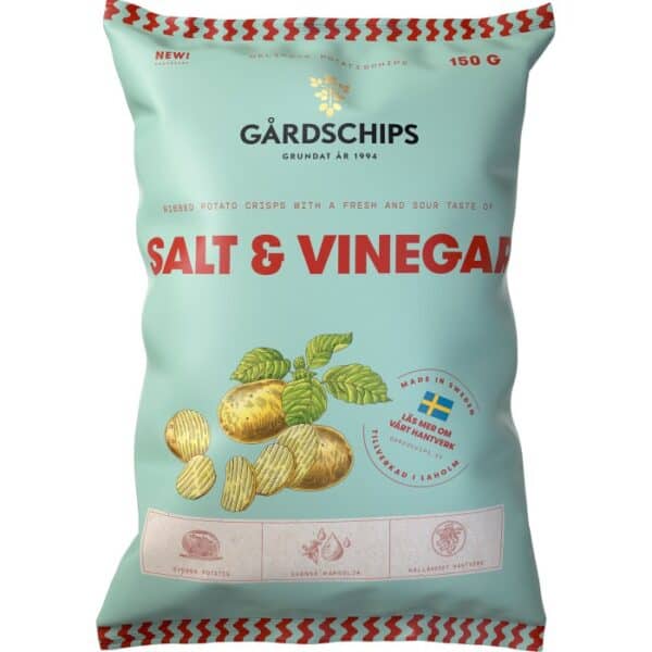 Gårdchips Salt/Vinegar kartoffelchips med salt og eddikesmag
