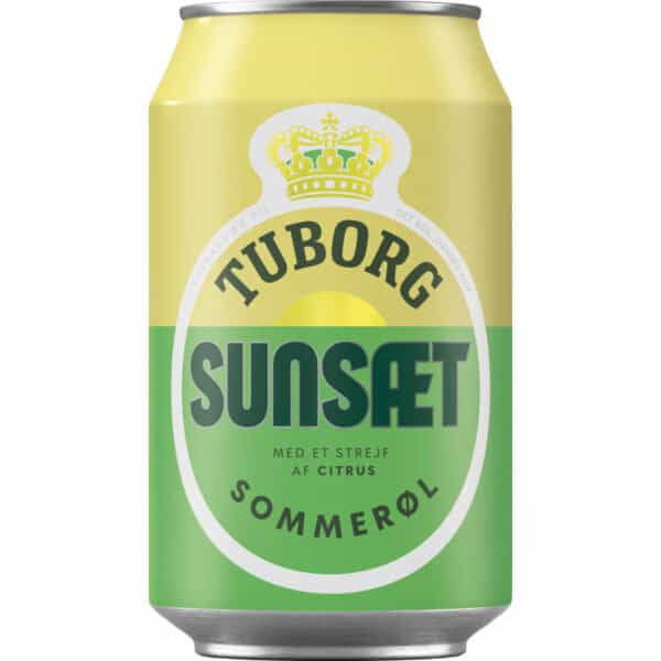 Tuborg Sunsæt Øl 33 cl dåse gylden lagerøl