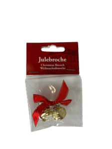Broche med lille klokke i guldfarvet metal