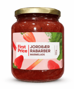First Price Jordbær/Rabarber marmelade i glas