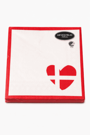 Servietter Dannebrog Hjerte 33 cm 20 stk