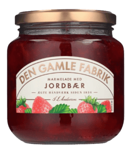 DGF jordbær marmelade 600 g i glas med frugtig jordbærsmag