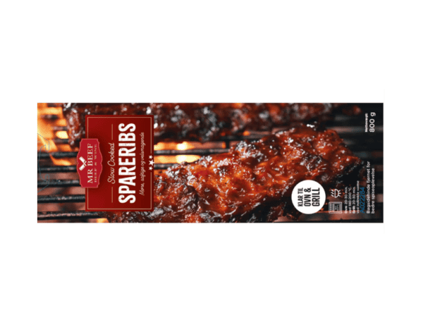 Mr. Beef spareribs 800g klar til ovn og grill