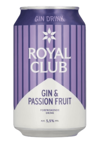 Royal Club Gin & Passion Fruit færdigblandet gin drink på dåse