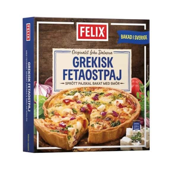 Felix grekisk fetaostpaj 210 g – vegetarisk madtærte med fetaost og spinat.