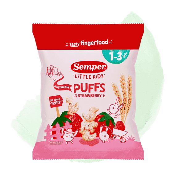 Semper Puff Strawberry økologiske flerkornspuffs med jordbær