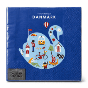 Servietter Danmark med danske ikoner og mørkeblåt design