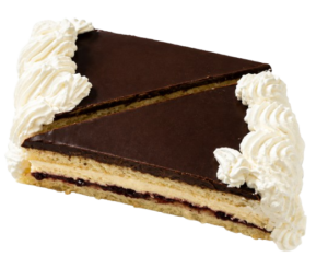 Othellolagkage med creme, chokolade og marcipan