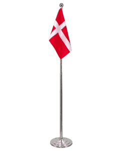 Gulvflag metal med Dannebrog og justerbar flagstang