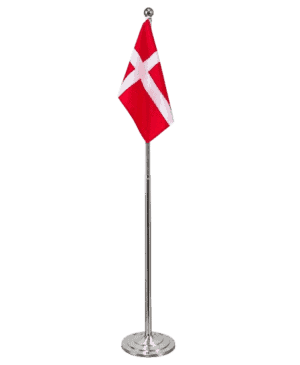 Gulvflag metal med Dannebrog og justerbar flagstang