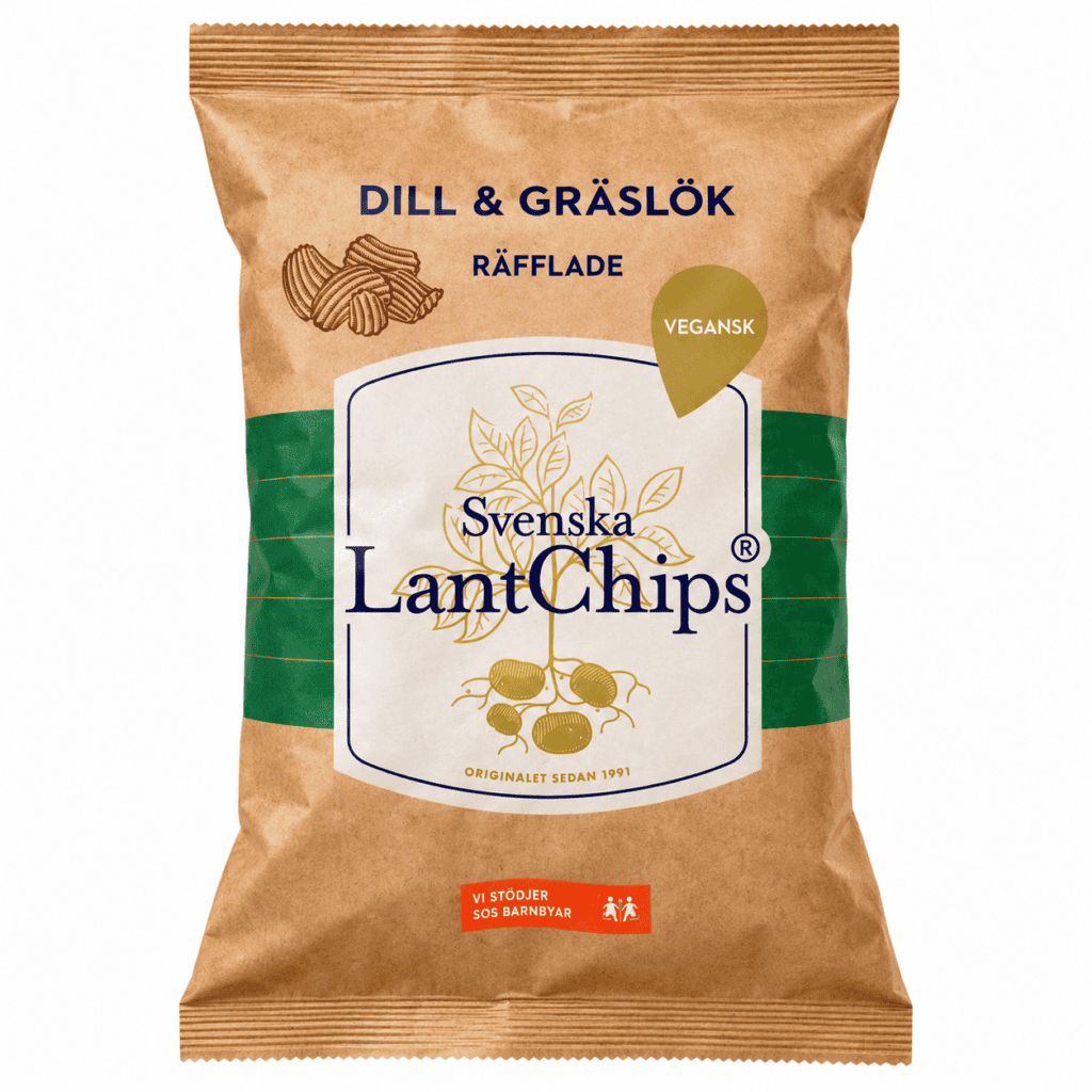 Lantchips Dill & Gräslök svenske riflede kartoffelchips med dild og purløg
