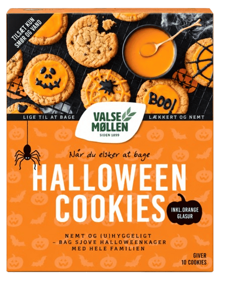 Valsemøllen Halloween cookies 400 g bageblanding med orange glasur
